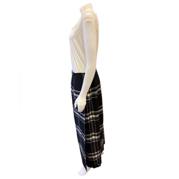 Liz Claiborne Skirt Wrap Maxi Wool Blend Plaid Black/White Size 14 - Picture 7 of 9